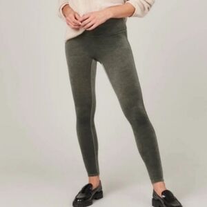 Spanx velvet leggings dark palm green NWT